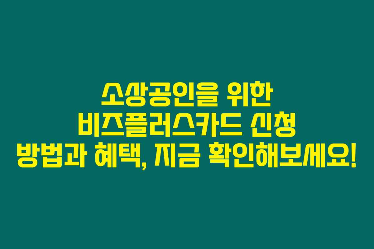 소상공인을 위한 비즈플러스카드 신청 방법과 혜택, 지금 확인해보세요!