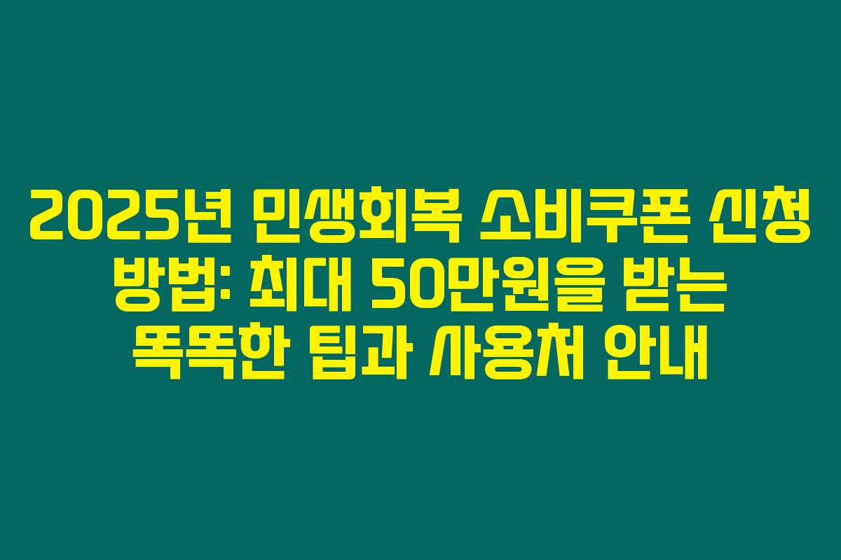 2025년 민생회복 소비쿠폰 신청 방법: 최대 50만원을 받는 똑똑한 팁과 사용처 안내