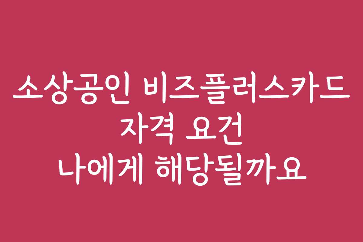 소상공인 비즈플러스카드 자격 요건 나에게 해당될까요