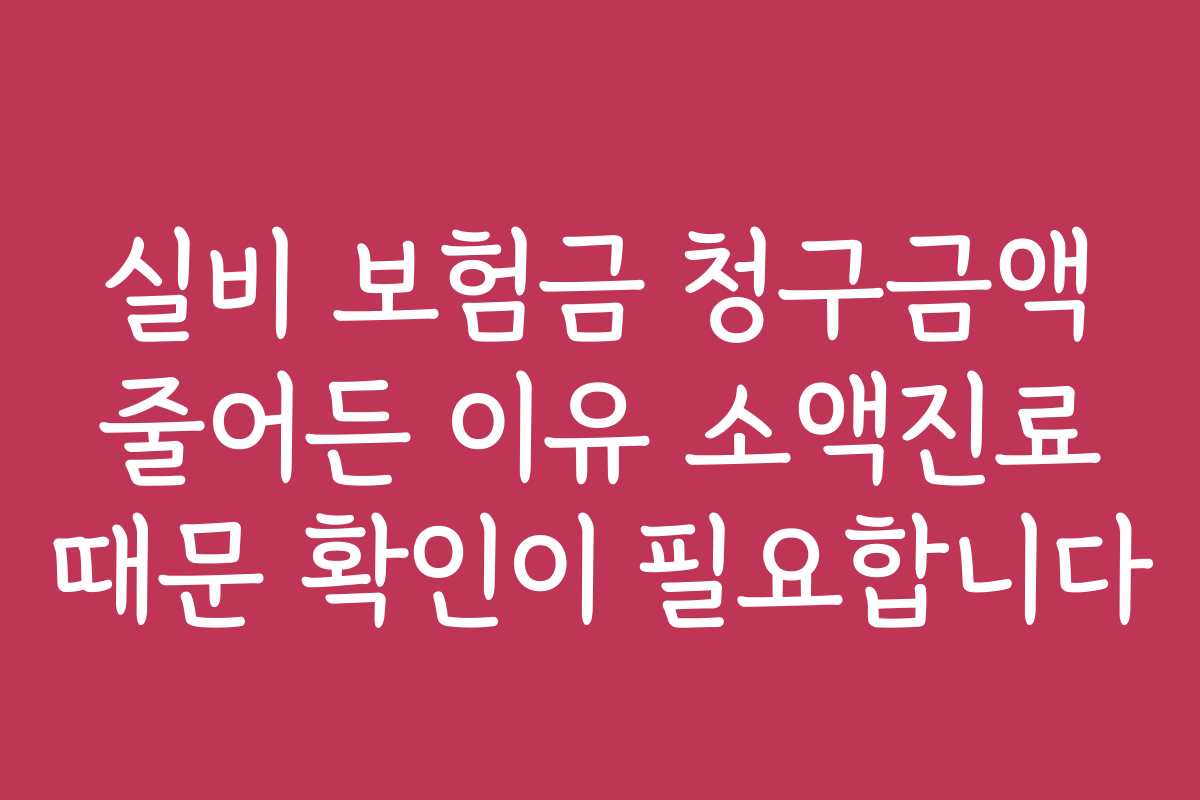 실비 보험금 청구금액 줄어든 이유 소액진료 때문 확인이 필요합니다