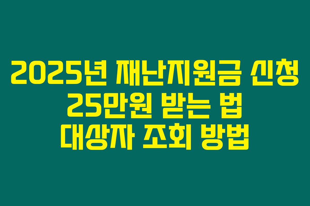 2025년 재난지원금 신청 25만원 받는 법 대상자 조회 방법