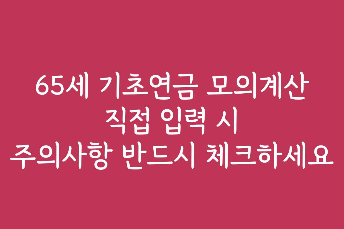 65세 기초연금 모의계산 직접 입력 시 주의사항 반드시 체크하세요