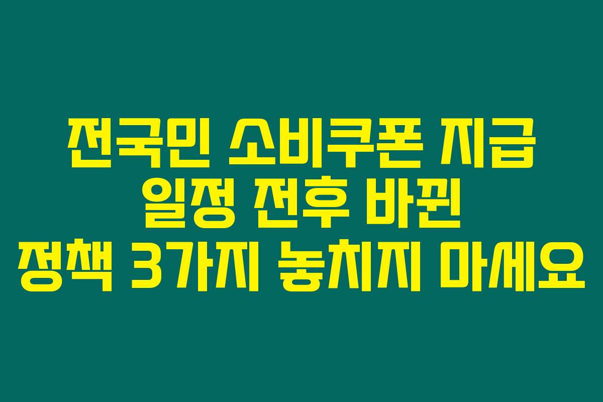 전국민 소비쿠폰 지급 일정 전후 바뀐 정책 3가지 놓치지 마세요