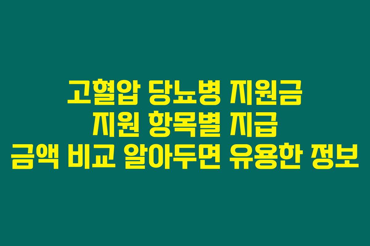 고혈압 당뇨병 지원금 지원 항목별 지급 금액 비교 알아두면 유용한 정보