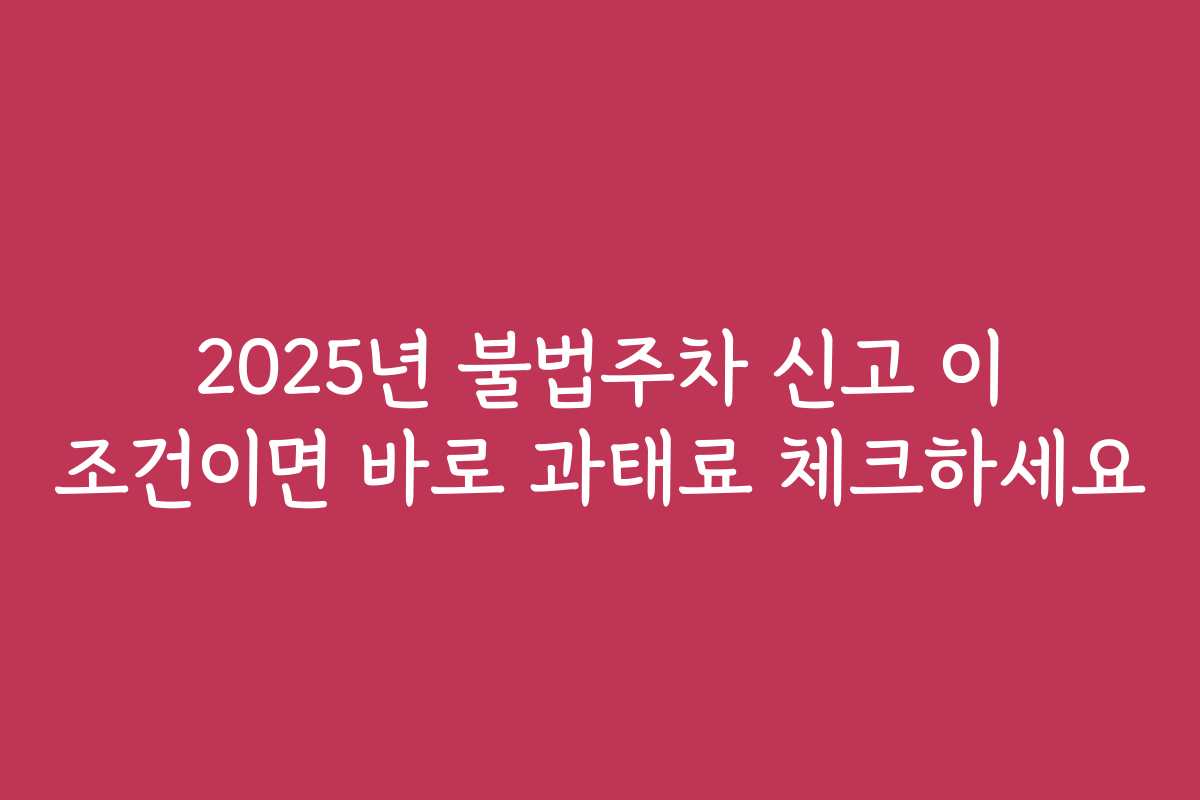 2025년 불법주차 신고 이 조건이면 바로 과태료 체크하세요