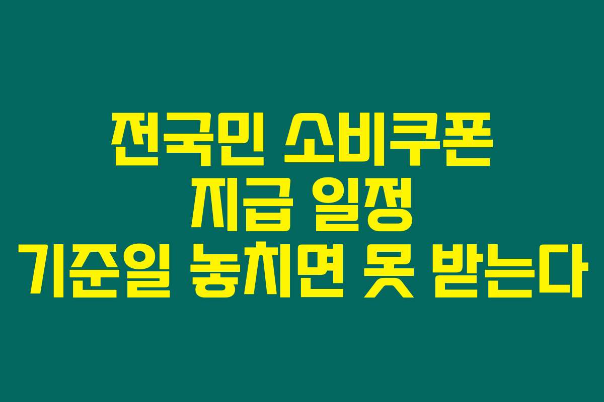 전국민 소비쿠폰 지급 일정 기준일 놓치면 못 받는다