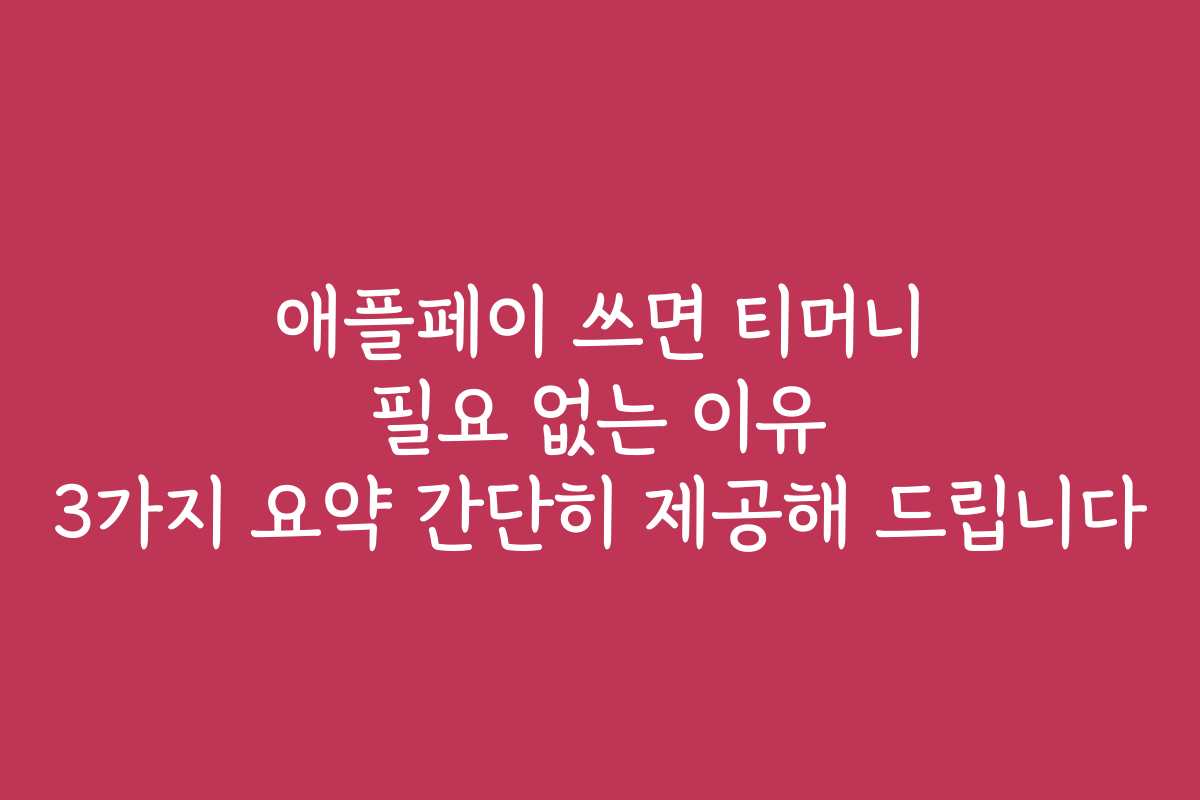 애플페이 쓰면 티머니 필요 없는 이유 3가지 요약 간단히 제공해 드립니다