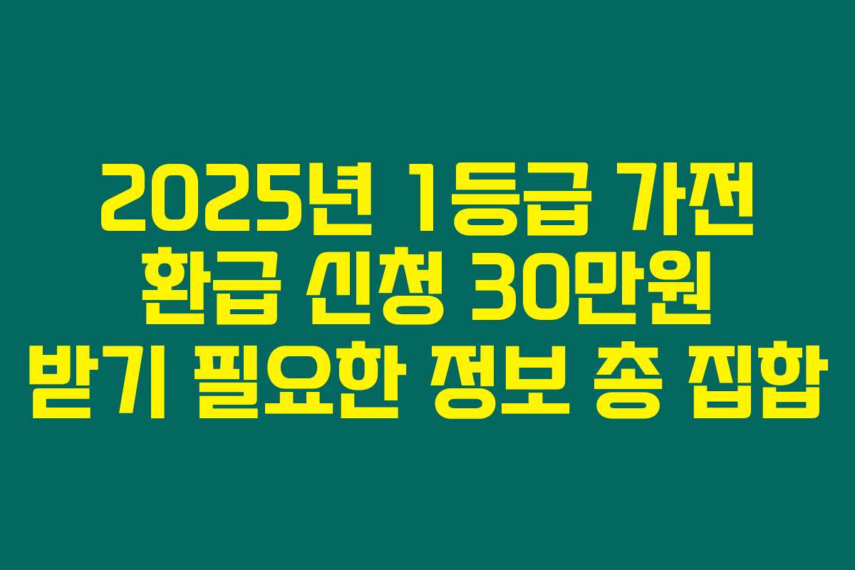 2025년 1등급 가전 환급 신청 30만원 받기 필요한 정보 총 집합