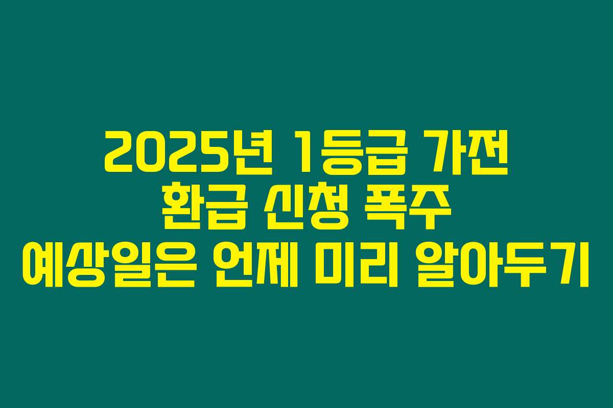 2025년 1등급 가전 환급 신청 폭주 예상일은 언제 미리 알아두기