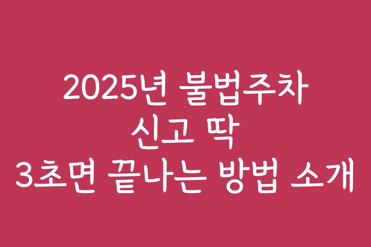 2025년 불법주차 신고 딱 3초면 끝나는 방법 소개