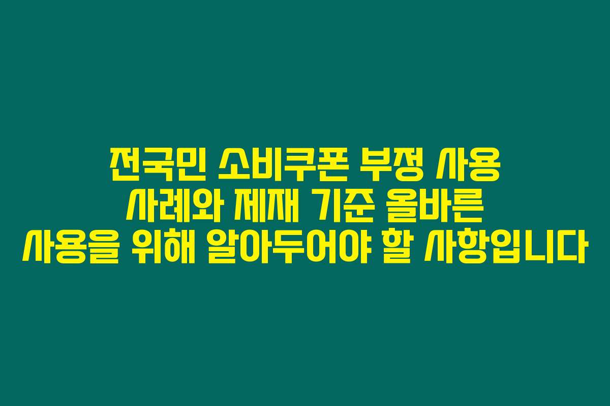 전국민 소비쿠폰 부정 사용 사례와 제재 기준 올바른 사용을 위해 알아두어야 할 사항입니다