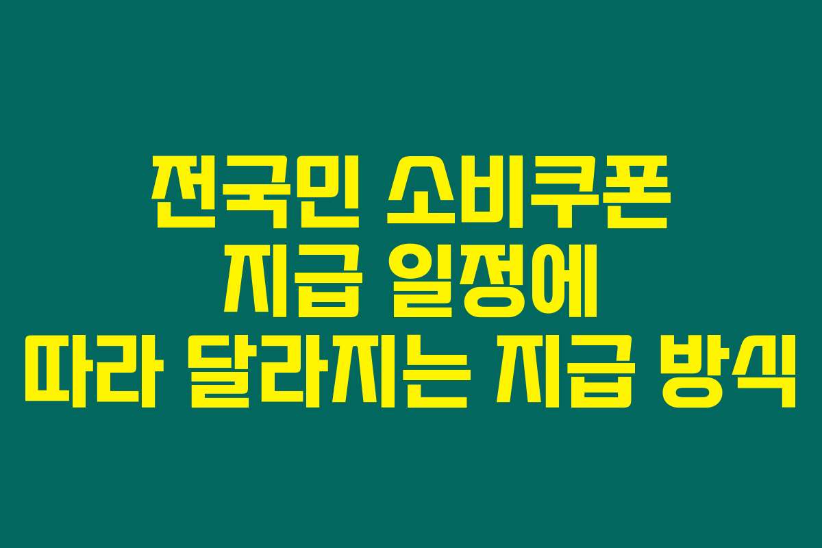 전국민 소비쿠폰 지급 일정에 따라 달라지는 지급 방식