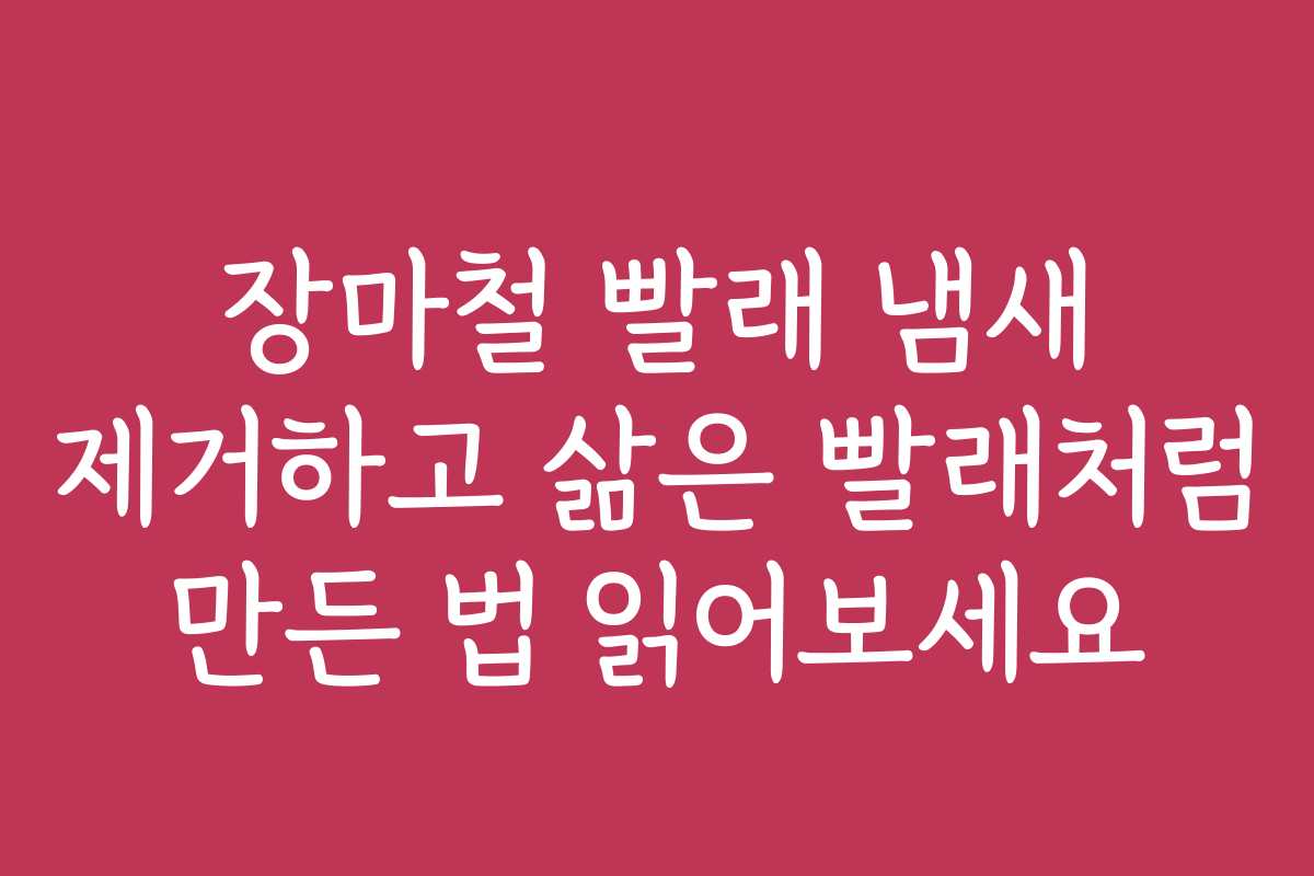 장마철 빨래 냄새 제거하고 삶은 빨래처럼 만든 법 읽어보세요