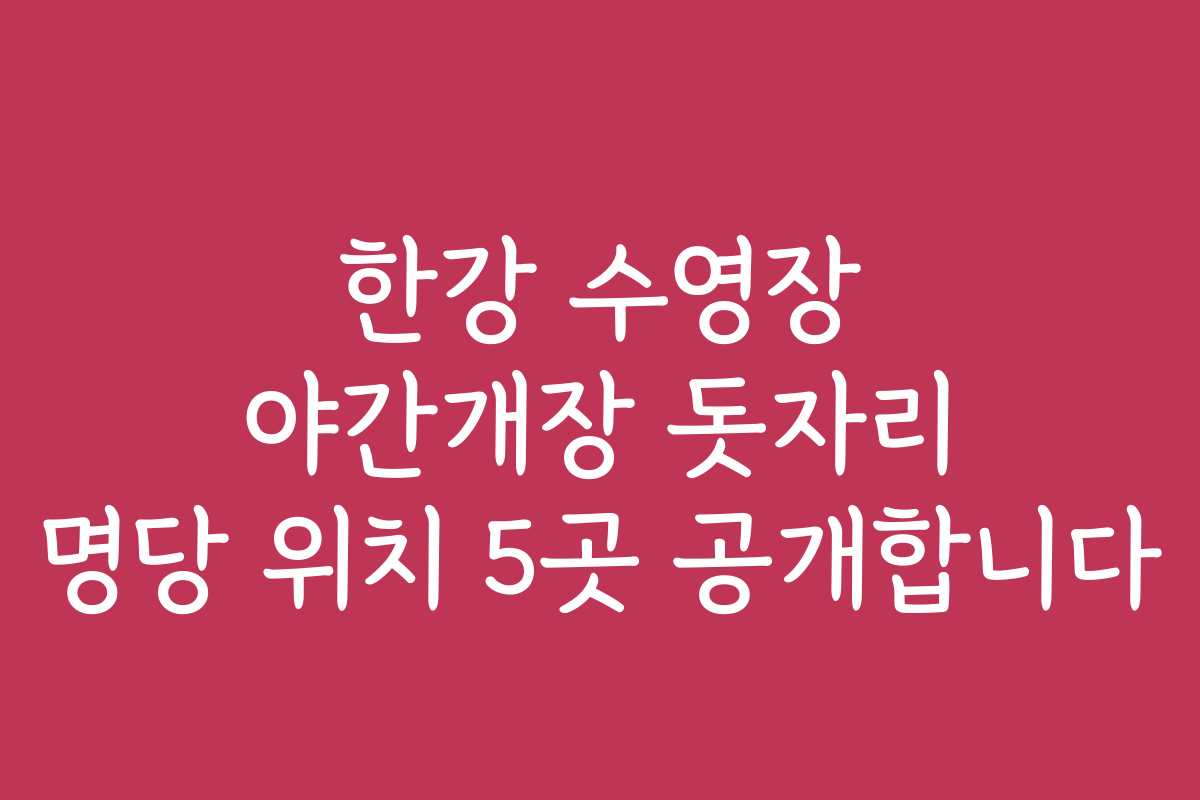 한강 수영장 야간개장 돗자리 명당 위치 5곳 공개합니다