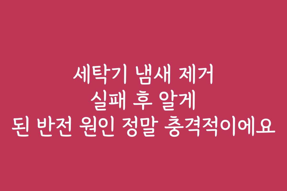 세탁기 냄새 제거 실패 후 알게 된 반전 원인 정말 충격적이에요
