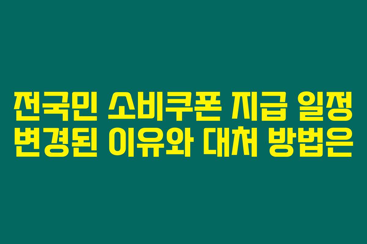 전국민 소비쿠폰 지급 일정 변경된 이유와 대처 방법은