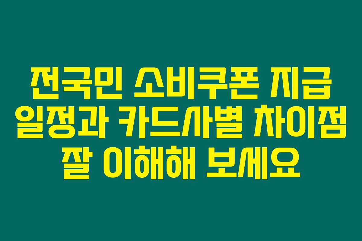 전국민 소비쿠폰 지급 일정과 카드사별 차이점 잘 이해해 보세요