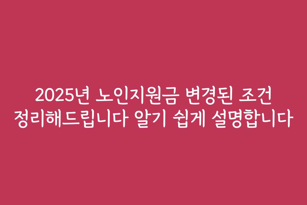 2025년 노인지원금 변경된 조건 정리해드립니다 알기 쉽게 설명합니다