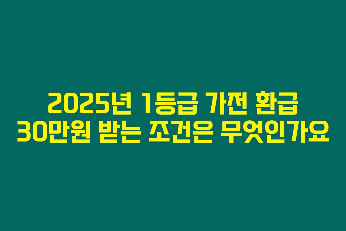 2025년 1등급 가전 환급 30만원 받는 조건은 무엇인가요