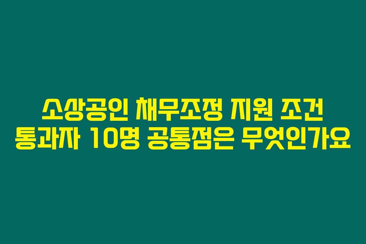 소상공인 채무조정 지원 조건 통과자 10명 공통점은 무엇인가요