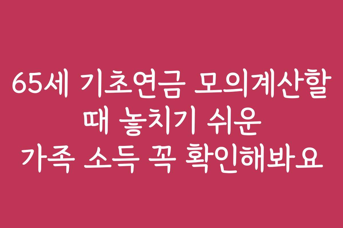 65세 기초연금 모의계산할 때 놓치기 쉬운 가족 소득 꼭 확인해봐요