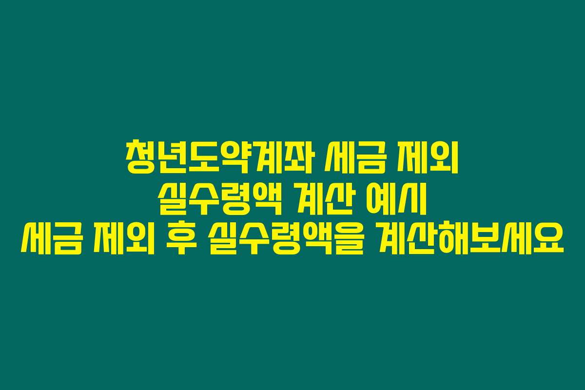 청년도약계좌 세금 제외 실수령액 계산 예시 세금 제외 후 실수령액을 계산해보세요