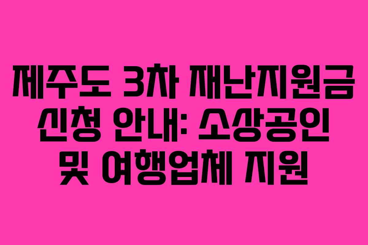 제주도 3차 재난지원금 신청 안내: 소상공인 및 여행업체 지원