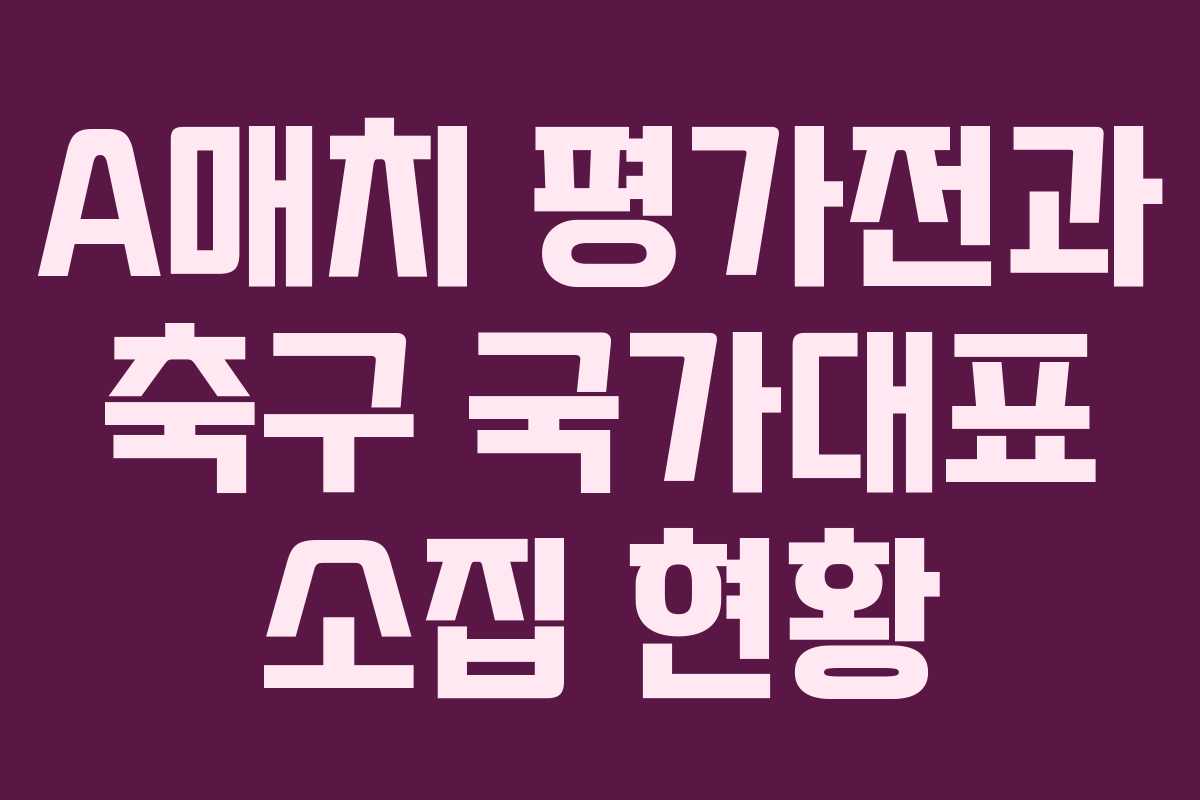 A매치 평가전과 축구 국가대표 소집 현황