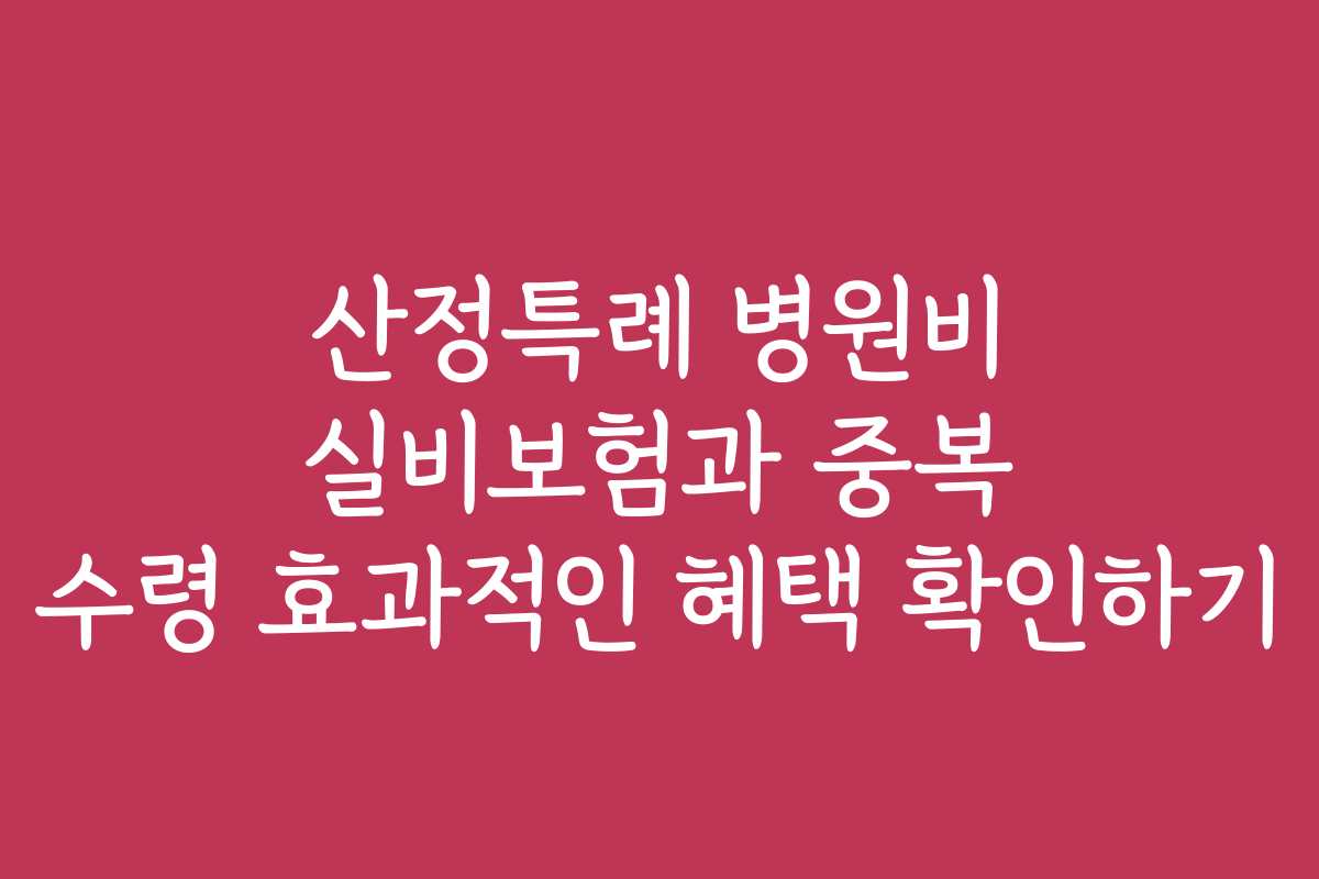 산정특례 병원비 실비보험과 중복 수령 효과적인 혜택 확인하기