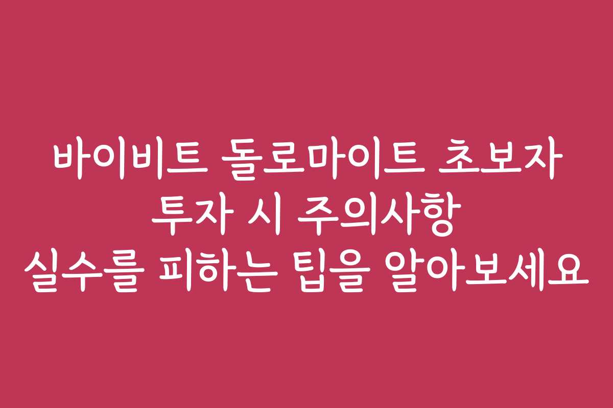 바이비트 돌로마이트 초보자 투자 시 주의사항 실수를 피하는 팁을 알아보세요