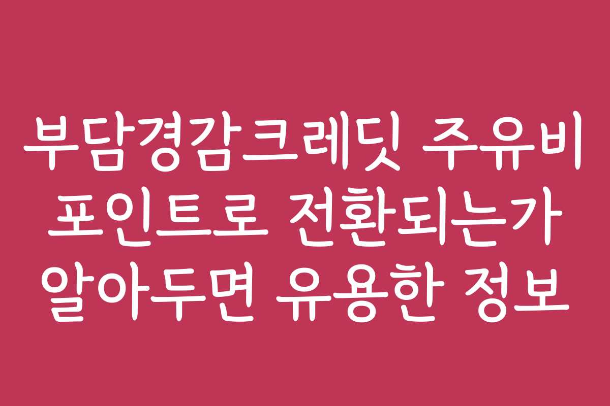 부담경감크레딧 주유비 포인트로 전환되는가 알아두면 유용한 정보