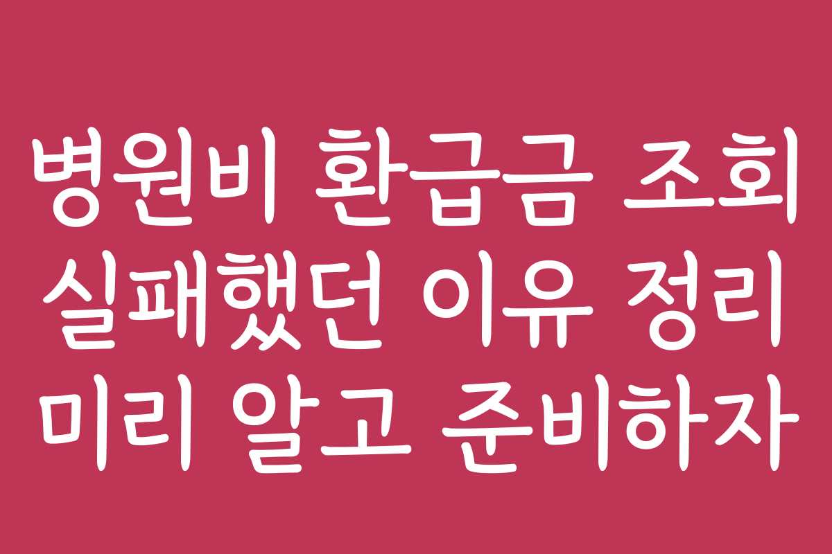 병원비 환급금 조회 실패했던 이유 정리 미리 알고 준비하자