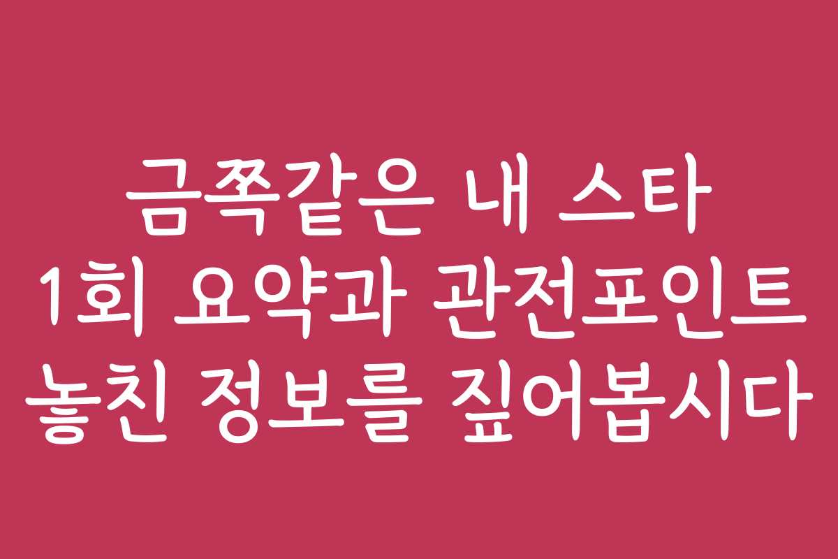 금쪽같은 내 스타 1회 요약과 관전포인트 놓친 정보를 짚어봅시다