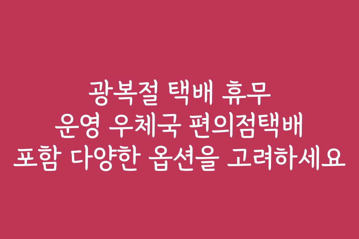 광복절 택배 휴무 운영 우체국 편의점택배 포함 다양한 옵션을 고려하세요