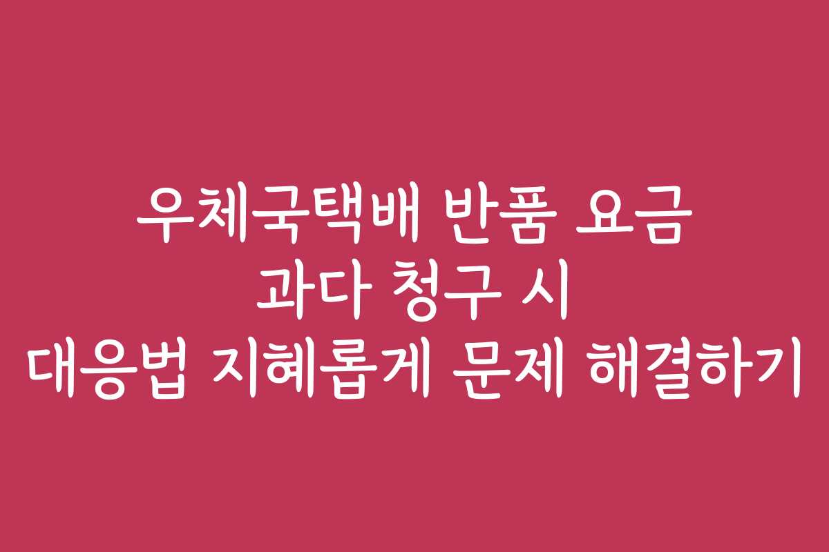우체국택배 반품 요금 과다 청구 시 대응법 지혜롭게 문제 해결하기