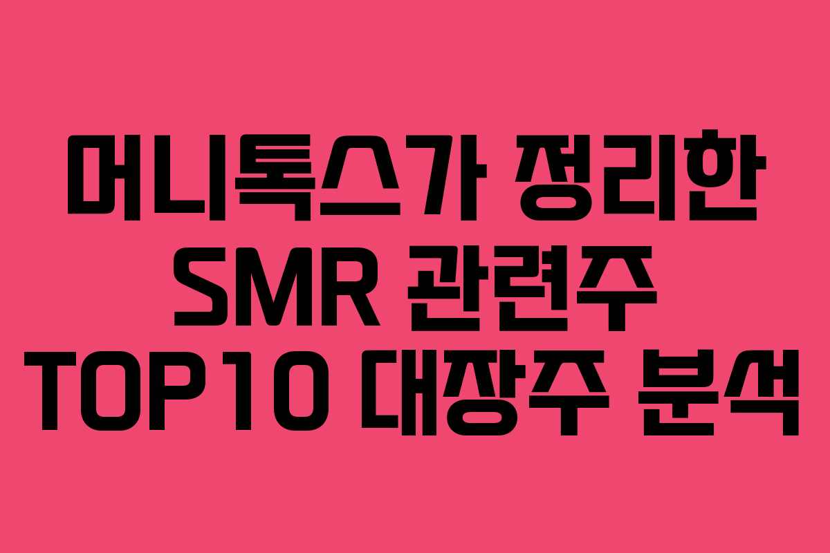 머니톡스가 정리한 SMR 관련주 TOP10 대장주 분석