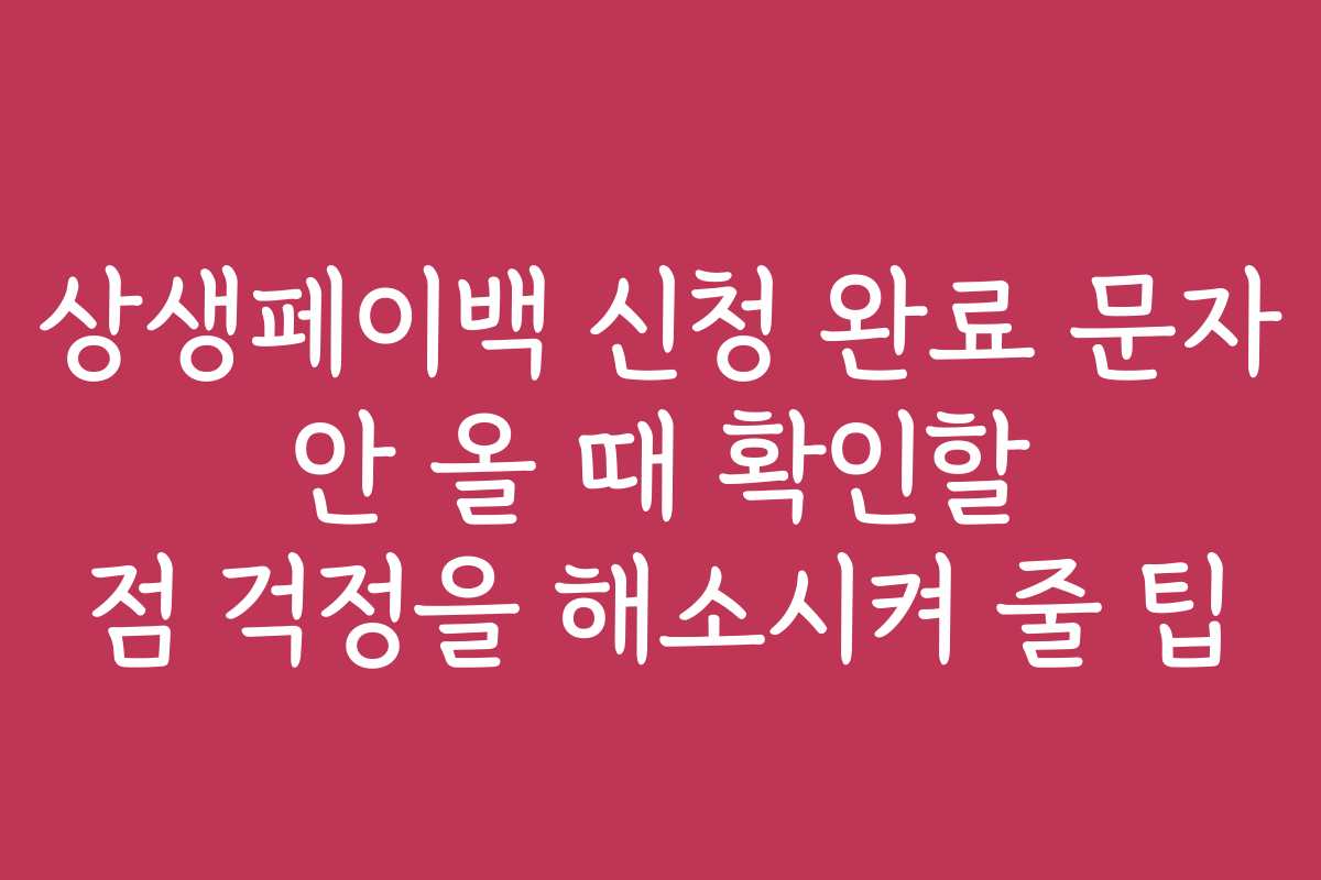 상생페이백 신청 완료 문자 안 올 때 확인할 점 걱정을 해소시켜 줄 팁