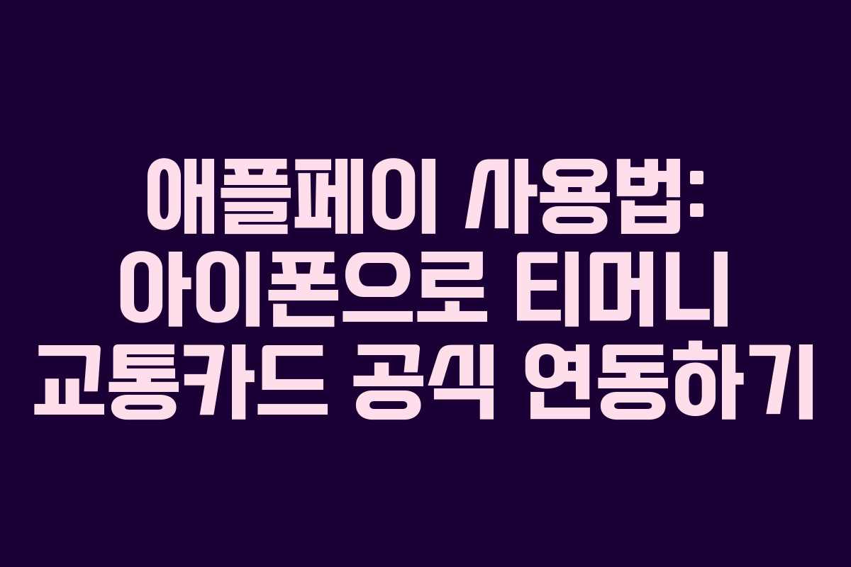 애플페이 사용법: 아이폰으로 티머니 교통카드 공식 연동하기