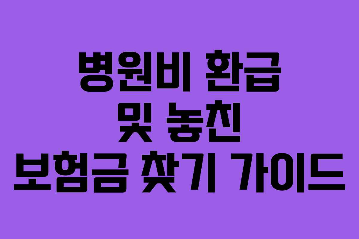 병원비 환급 및 놓친 보험금 찾기 가이드