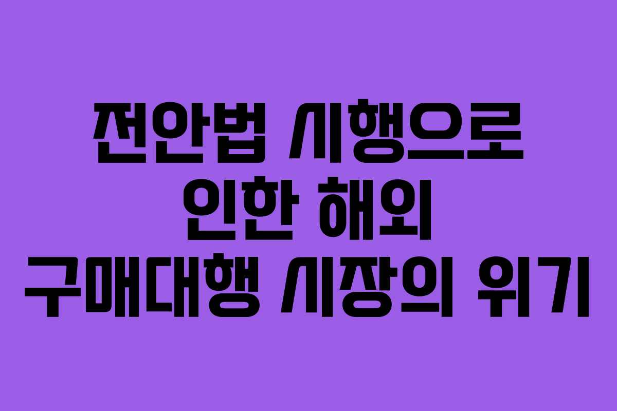 전안법 시행으로 인한 해외 구매대행 시장의 위기