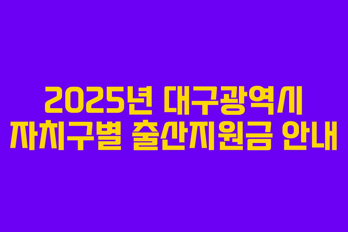 2025년 대구광역시 자치구별 출산지원금 안내 2025년 대구광역시 자치구별 출산지원금 안내