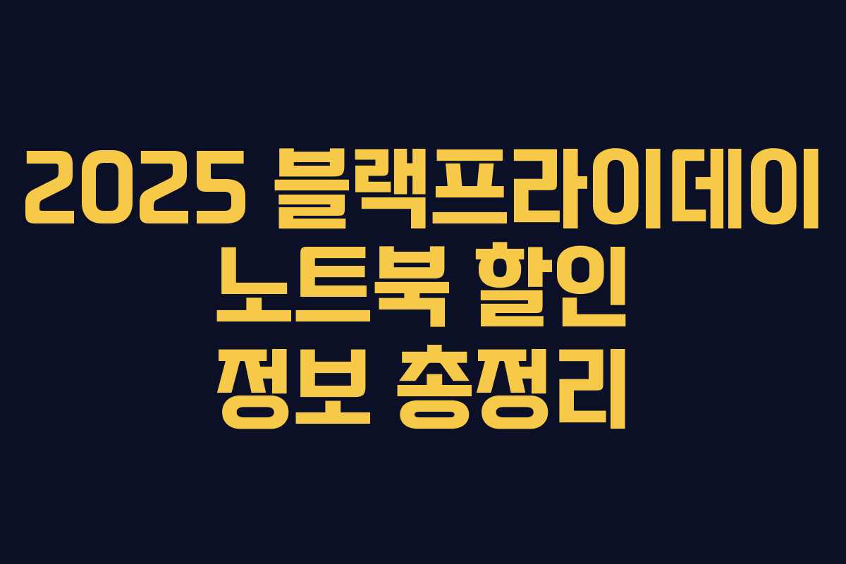 2025 블랙프라이데이 노트북 할인 정보 총정리