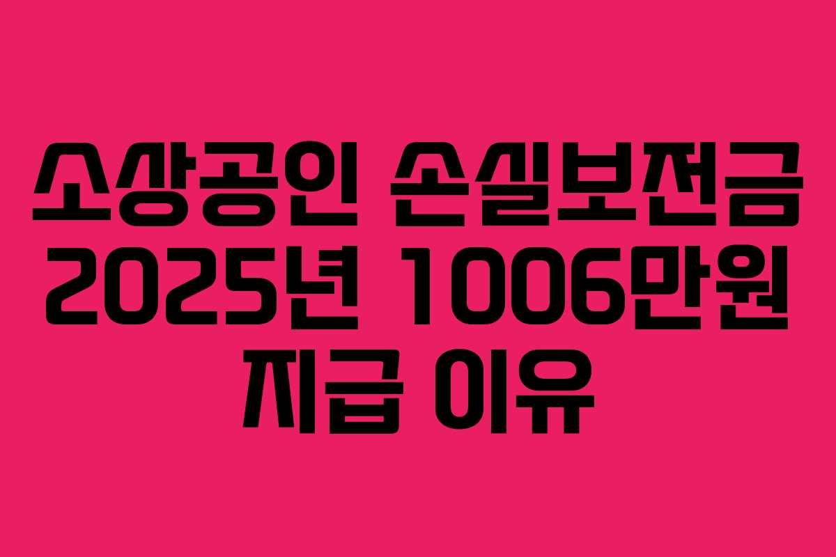 소상공인 손실보전금 2025년 1006만원 지급 이유