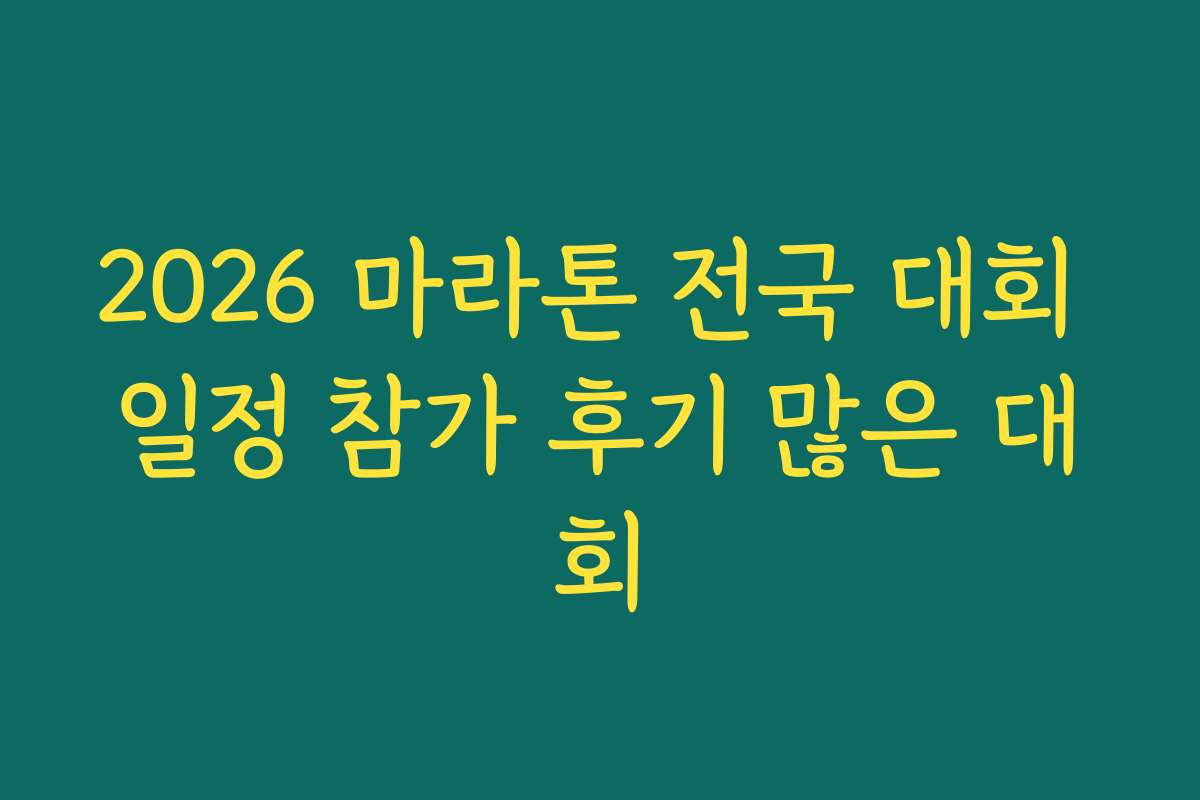 2026 마라톤 전국 대회 일정 참가 후기 많은 대회