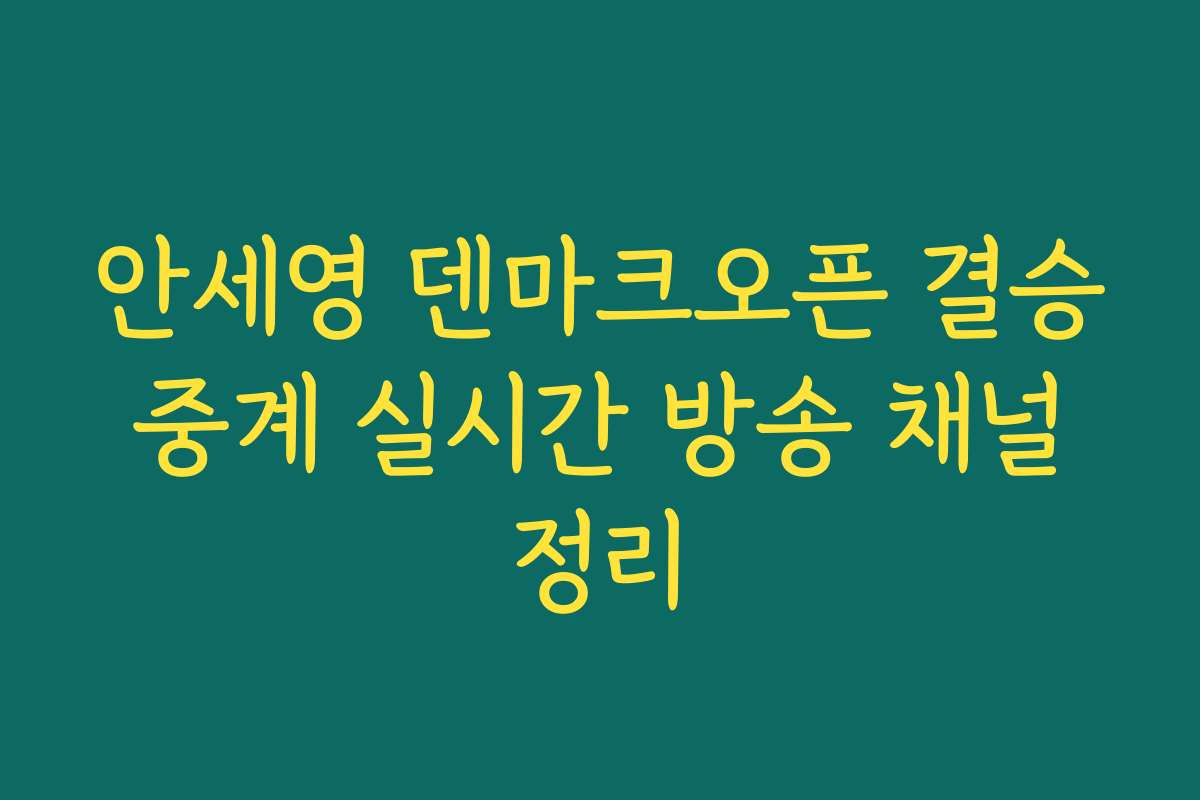 안세영 덴마크오픈 결승 중계 실시간 방송 채널 정리