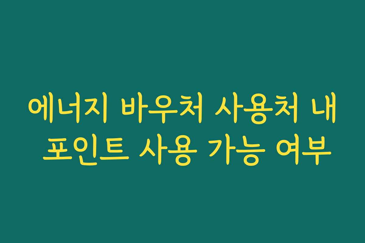에너지 바우처 사용처 내 포인트 사용 가능 여부