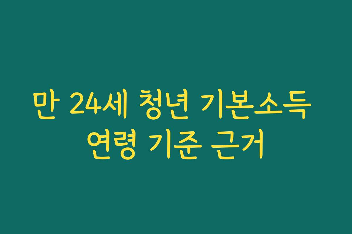 만 24세 청년 기본소득 연령 기준 근거