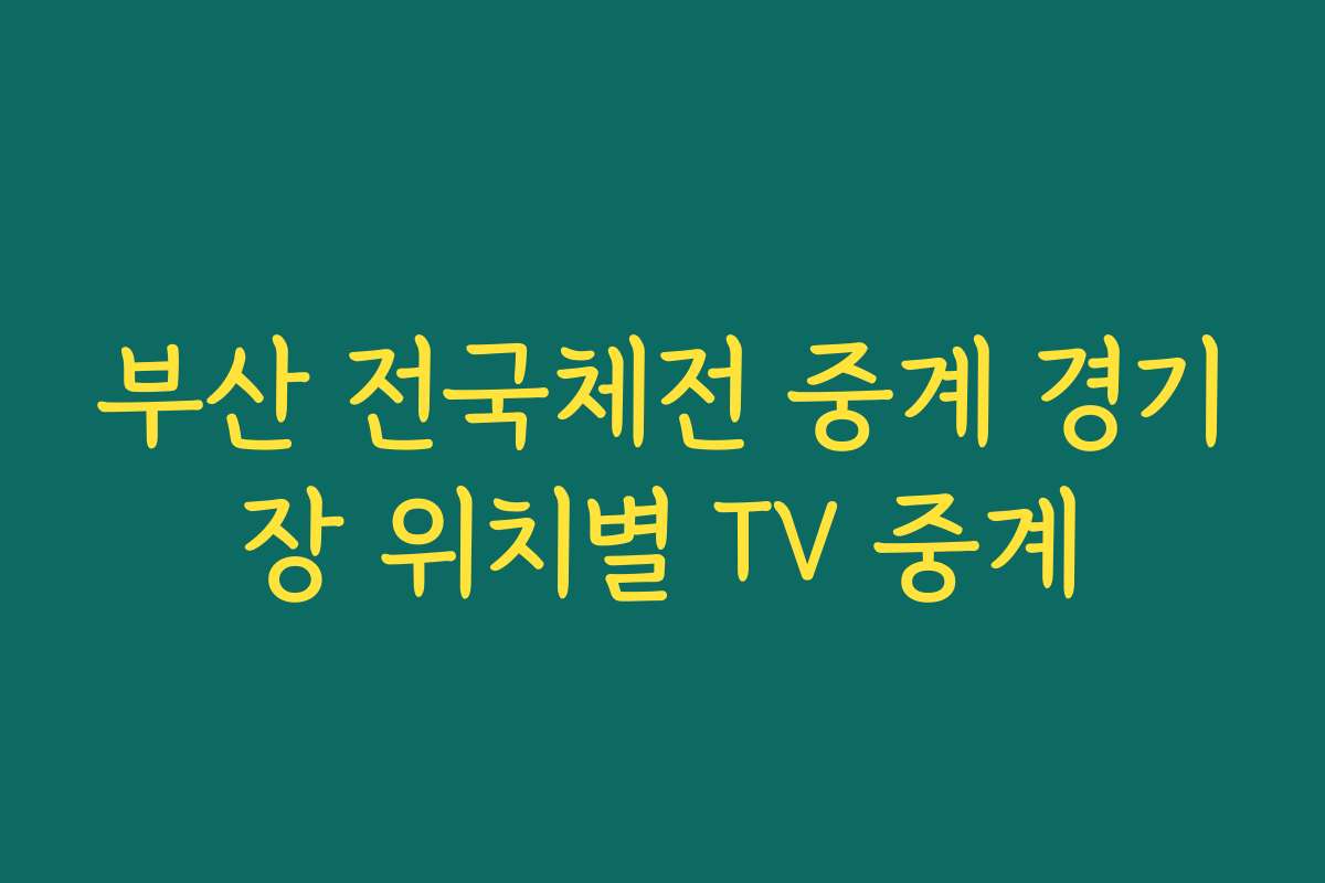 부산 전국체전 중계 경기장 위치별 TV 중계