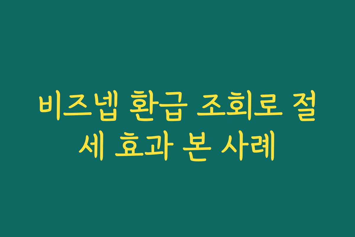 비즈넵 환급 조회로 절세 효과 본 사례