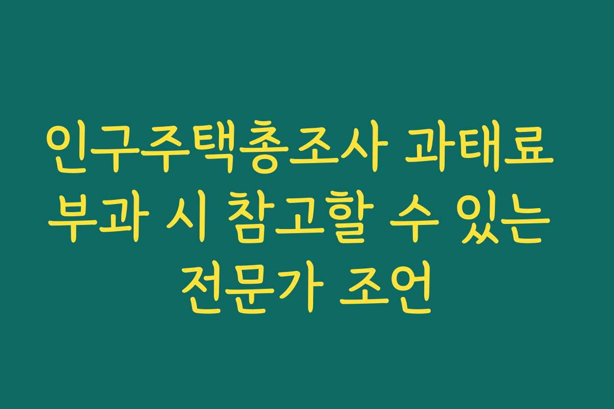 인구주택총조사 과태료 부과 시 참고할 수 있는 전문가 조언